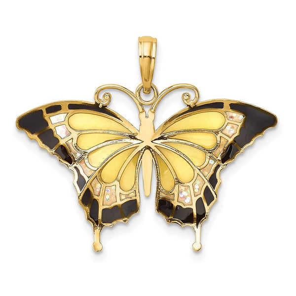 14KT Yellow Gold 24X31MM Butterfly Pendant. Chain Not Included