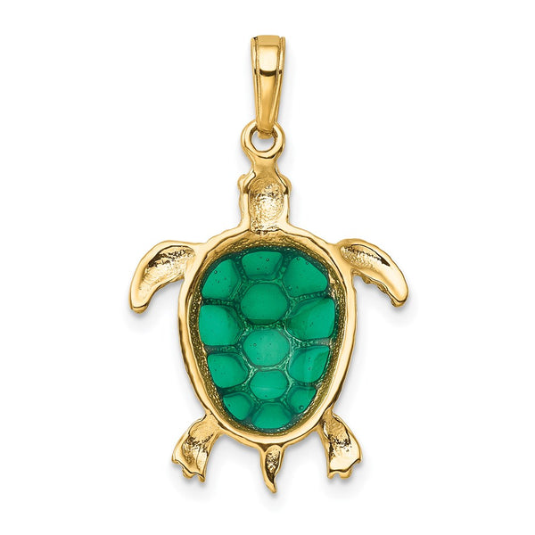 14KT Yellow Gold 29X18MM Sea Turtle Charm. Chain not Included