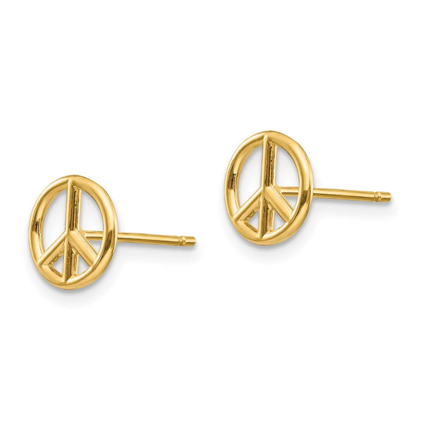 14KT Yellow Gold Peace Symbol Earrings