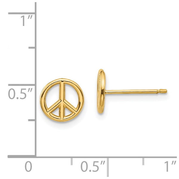 14KT Yellow Gold Peace Symbol Earrings