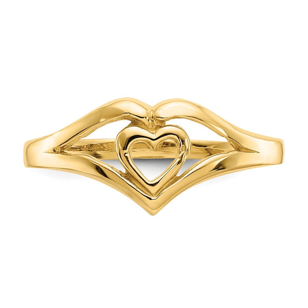 14KT Yellow Gold Heart Ring; Size 7.5