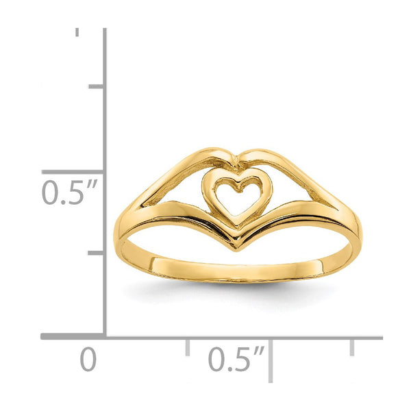 14KT Yellow Gold Heart Ring; Size 7.5