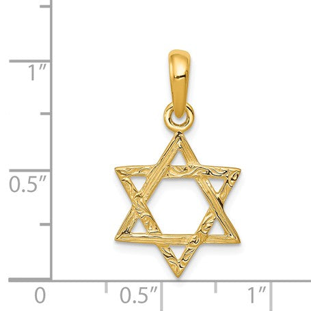 14KT Gold Star of David Pendant. Chain Not Included