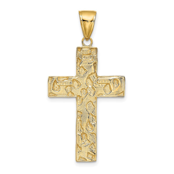 14KT Yellow Gold Nugget Cross Pendant. Chain Not Included