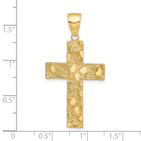 14KT Yellow Gold Nugget Cross Pendant. Chain Not Included