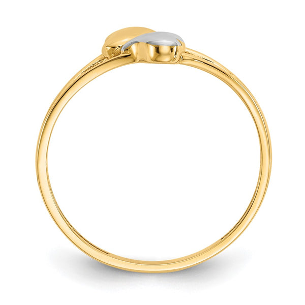 14KT Yellow Gold With Rhodium Plating Heart Ring; Size 7