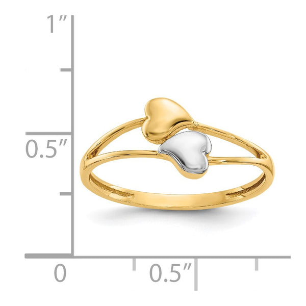 14KT Yellow Gold With Rhodium Plating Heart Ring; Size 7