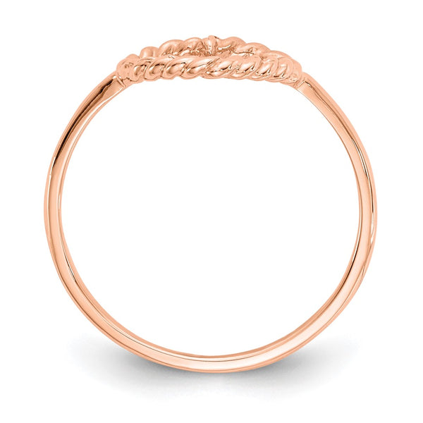 Twisted Rope 14KT Rose Gold Heart Ring; Size 7