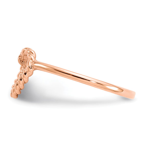 Twisted Rope 14KT Rose Gold Heart Ring; Size 7