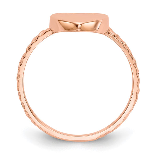 Engravable 14KT Rose Gold Heart Ring; Size 7