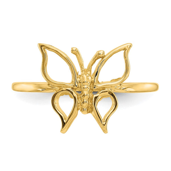 14KT Yellow Gold Butterfly Ring; Size 7