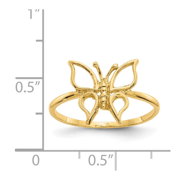 14KT Yellow Gold Butterfly Ring; Size 7