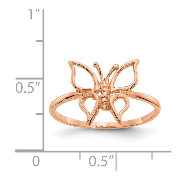 14KT Rose Gold Butterfly Ring; Size 7