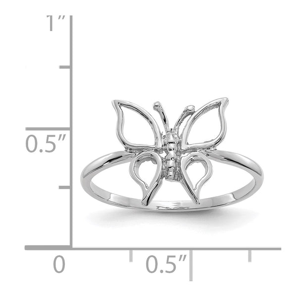 14KT White Gold Butterfly Ring; Size 7