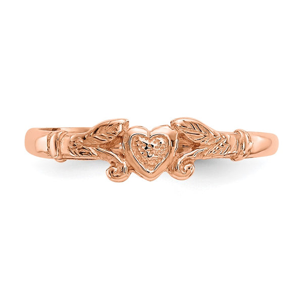 14KT Rose Gold Heart Baby Ring; Size 1