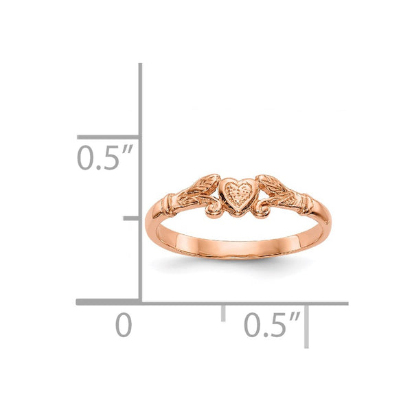 14KT Rose Gold Heart Baby Ring; Size 1