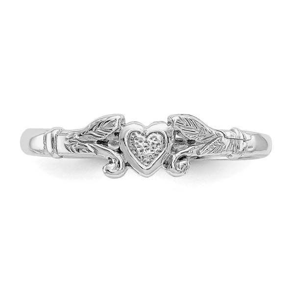 14KT White Gold Heart Baby Ring; Size 1