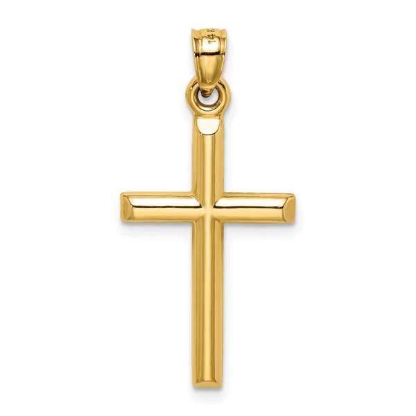 14KT Yellow Gold Diamond-cut Cross Pendant. Chain Not Included