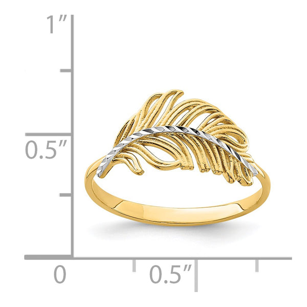 14KT Gold Feather Ring