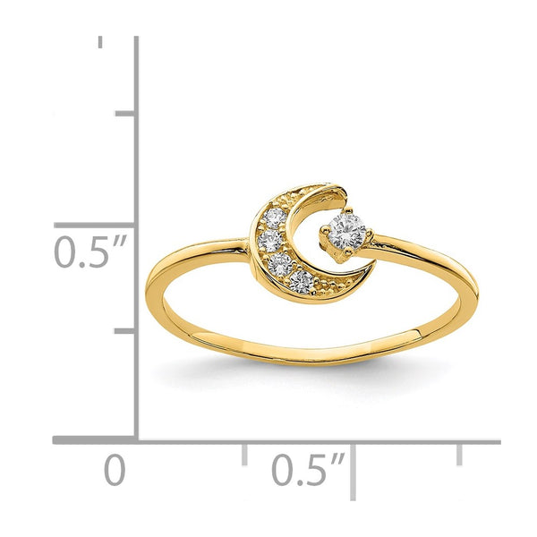 14KT Yellow Gold Cubic Zirconia Moon Ring; Size 7