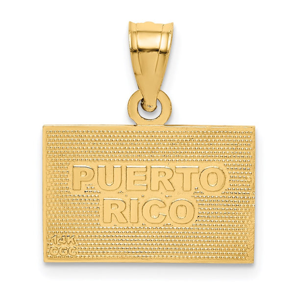 14KT Yellow Gold 21X18MM Puerto Rican Flag Charm