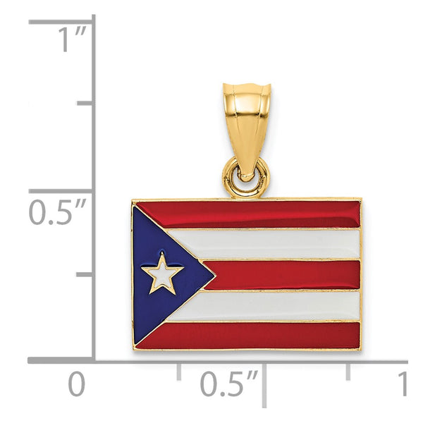 14KT Yellow Gold 21X18MM Puerto Rican Flag Charm