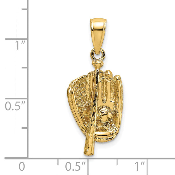 14KT Yellow Gold 16X11MM Three Dimensional Baseball Charm