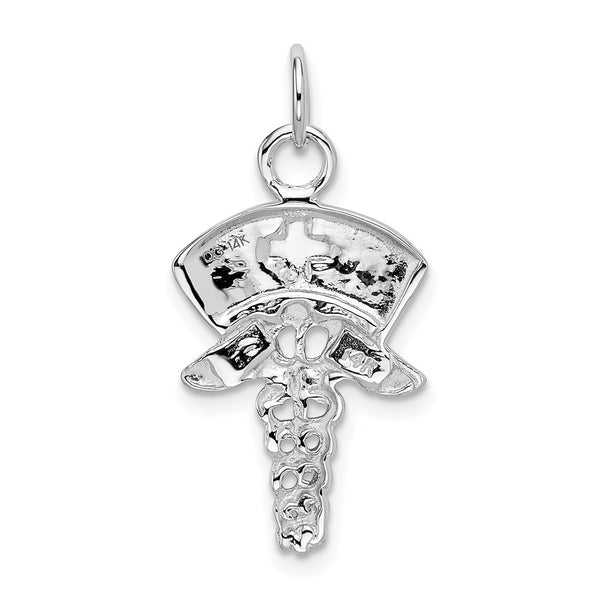 14KT White Gold 30X12MM Vocational Nurse Symbol Pendant. Chain Not Included