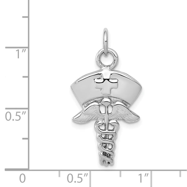 14KT White Gold 30X12MM Vocational Nurse Symbol Pendant. Chain Not Included