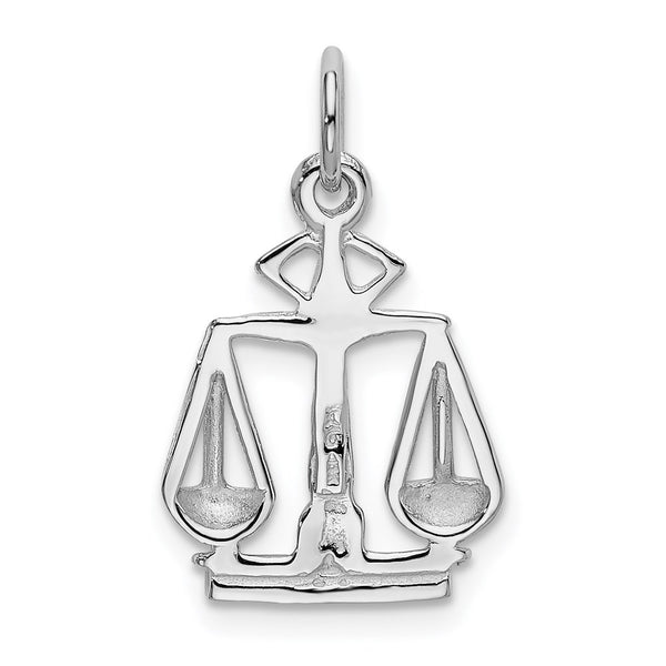 14k White Gold Polished Flat-Backed Small Scales of Justice Charm