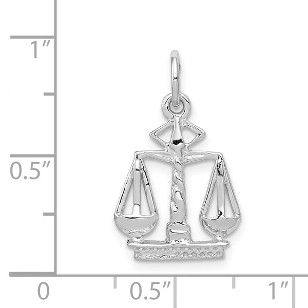 14k White Gold Polished Flat-Backed Small Scales of Justice Charm