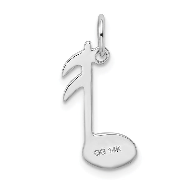 14k White Gold Polished Flat-Backed Musical Note Charm