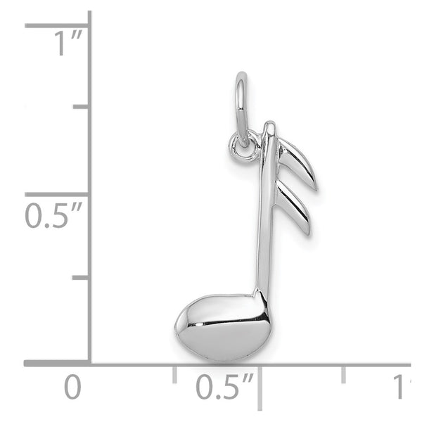 14k White Gold Polished Flat-Backed Musical Note Charm