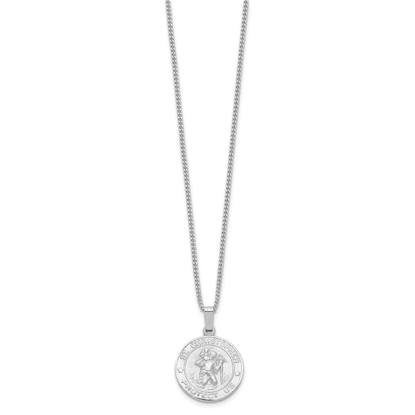 24in Rhodium-plated Kelly Waters St. Christopher Medal Necklace