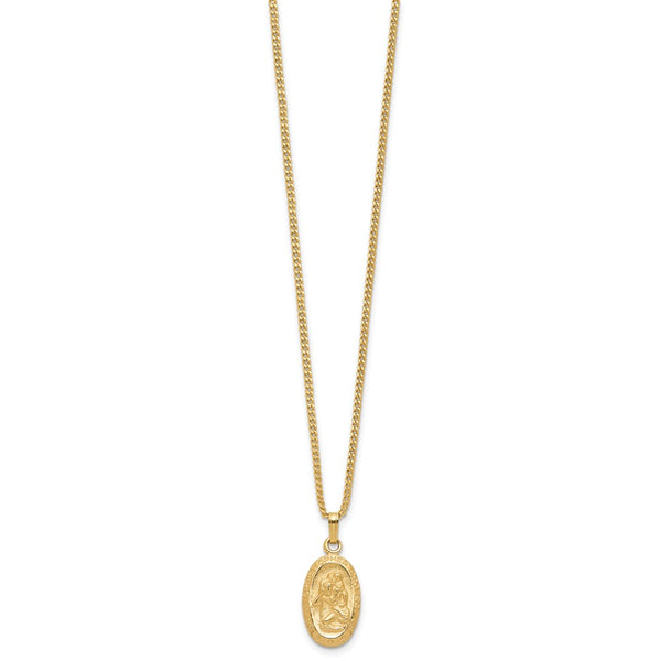 18in Gold-plated Kelly Waters Small Oval St. Christopher Medal Pendant