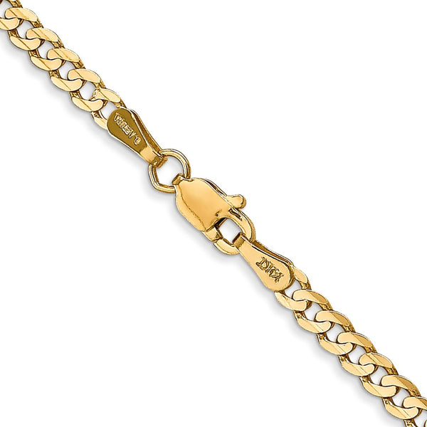 14KT Yellow Gold 18-inch 3MM Lobster Clasp Curb Chain