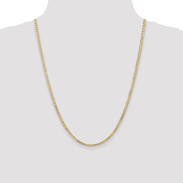 14KT Yellow Gold 24-inch 3MM Lobster Clasp Curb Chain