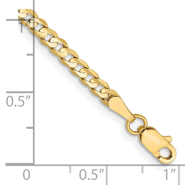 14KT Yellow Gold 8-inch 3MM Lobster Clasp Curb Bracelet