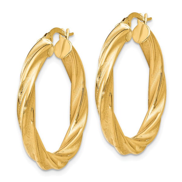 14KT Yellow Gold 28X27MM Twist Hoop Earrings