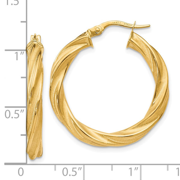 14KT Yellow Gold 28X27MM Twist Hoop Earrings