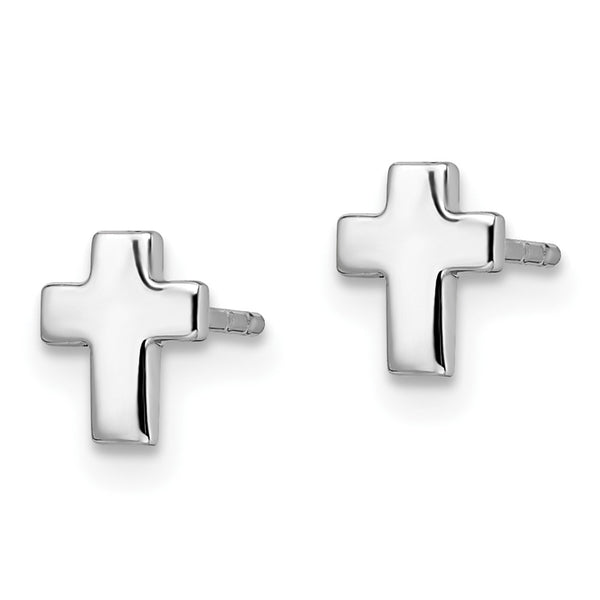 14KT White Gold 6.5X5MM Cross Stud Earrings