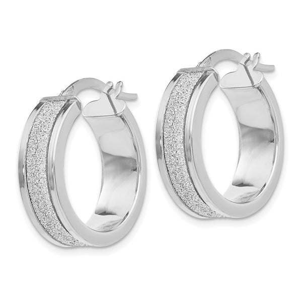 14KT White Gold 20X15MM Glitter Hoop Earrings