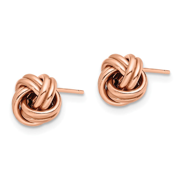 14KT Rose Gold 9MM Stud Love Knot Earrings