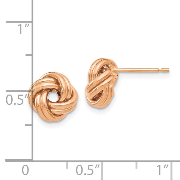 14KT Rose Gold 9MM Stud Love Knot Earrings