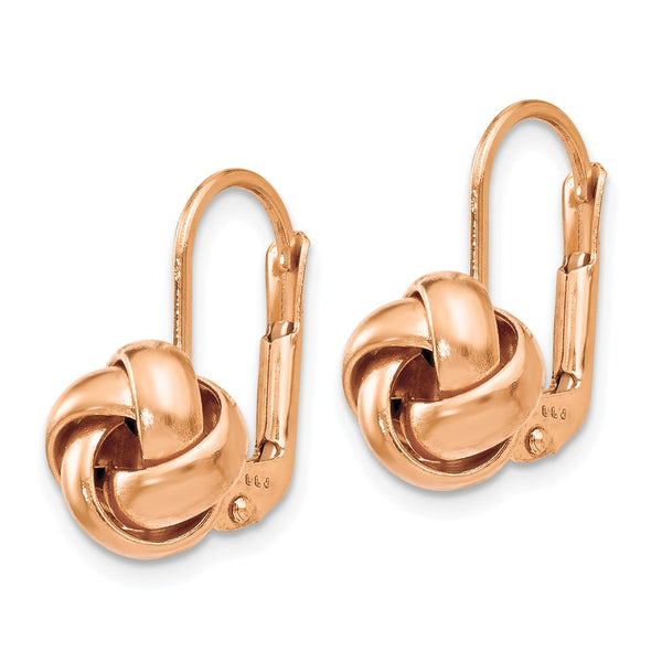 14KT Rose Gold 13X9MM Leverback Love Knot Earrings