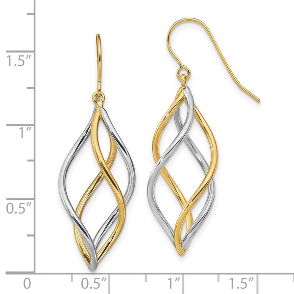 14KT White and Yellow Gold 39X14MM Drop & Dangle Earrings