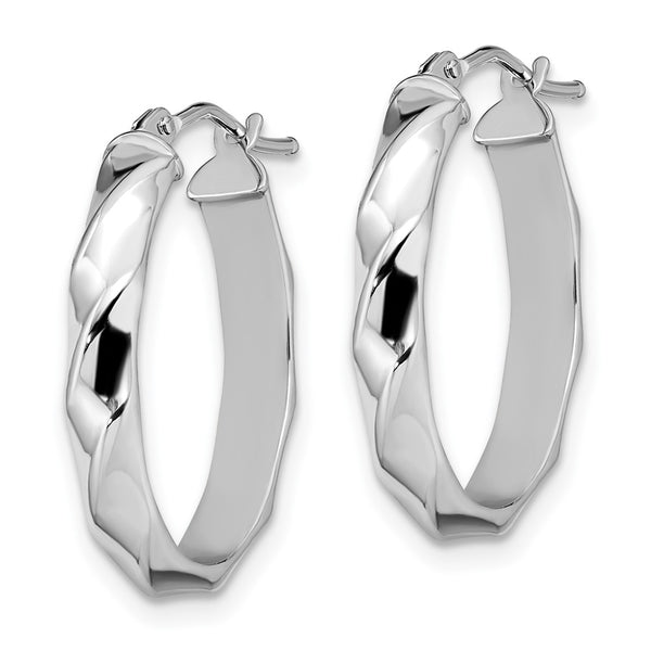 14KT White Gold 22X17MM Twist Hoop Oval Earrings