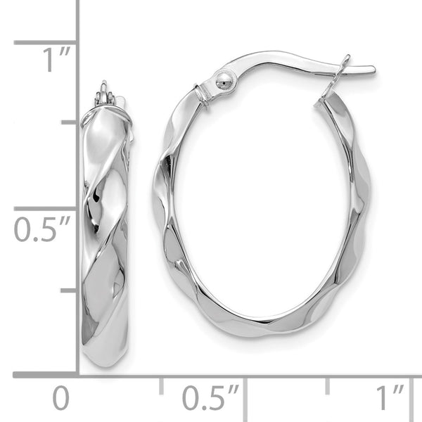 14KT White Gold 22X17MM Twist Hoop Oval Earrings