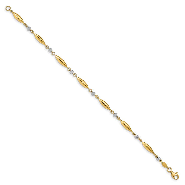 14KT White and Yellow Gold 7.5-inch 4MM Diamond-cut Fancy Bracelet
