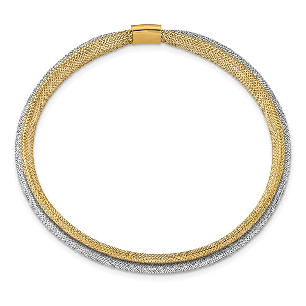 14KT White and Yellow Gold 8MM Stretch Bracelet